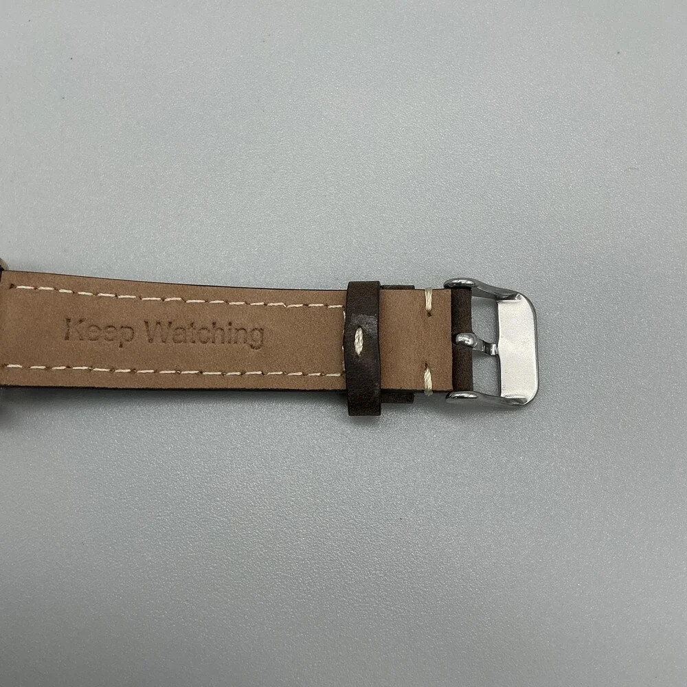 Timex Indiglo WR30M Mens Watch 35mm Cream Dial Gold Tone Leather New Battery